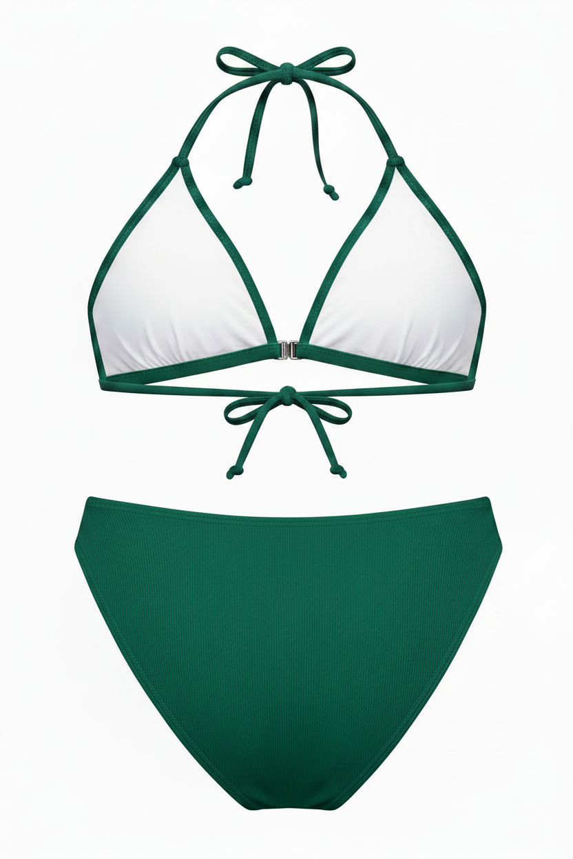 Green Halter Tie 2-Piece Swimsuit Set