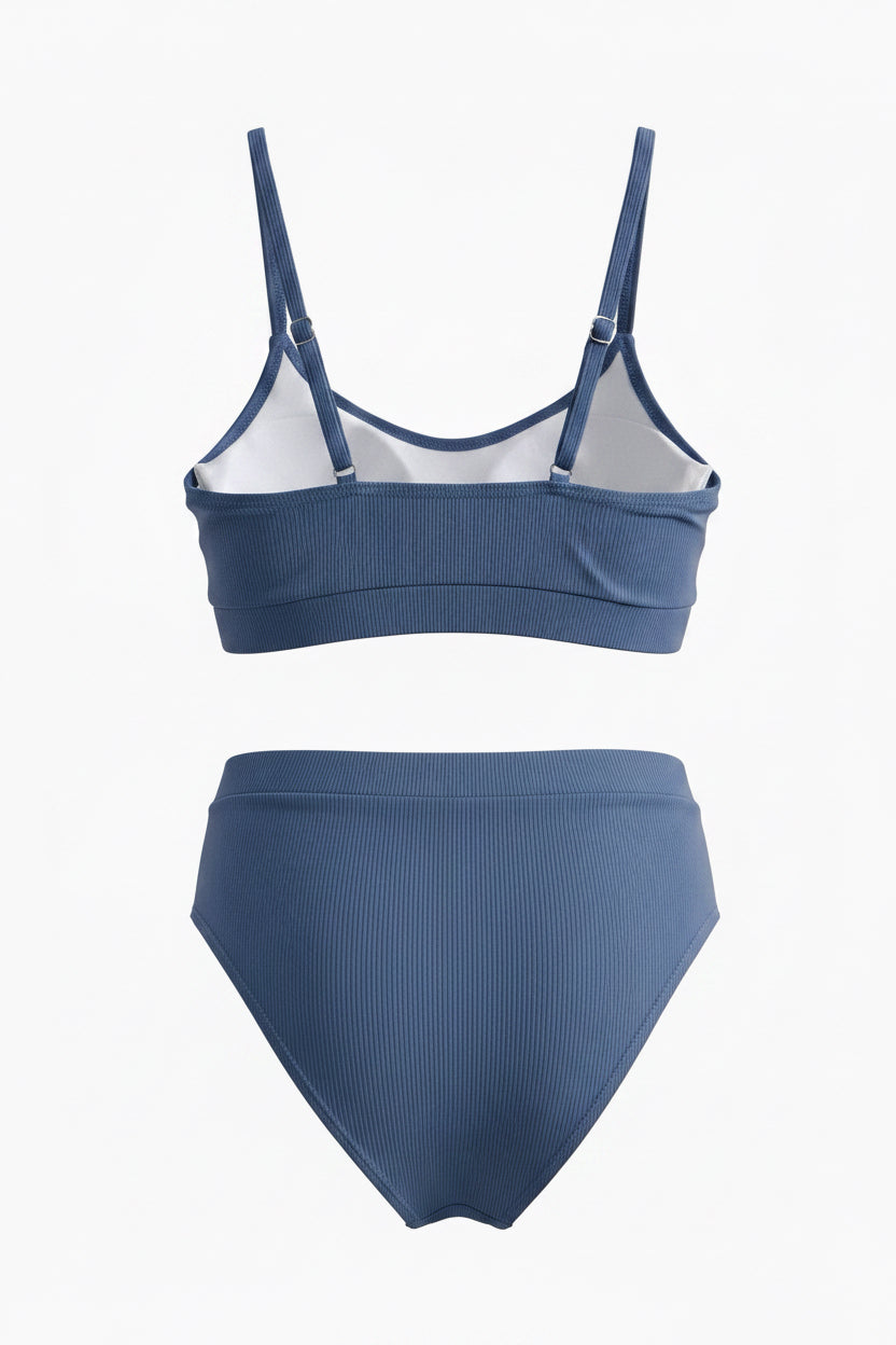 CUPSHE - 2 Pc Bikini Set - Dusty Blue Ribbed Texture - Size SMALL - NWT - Image 6