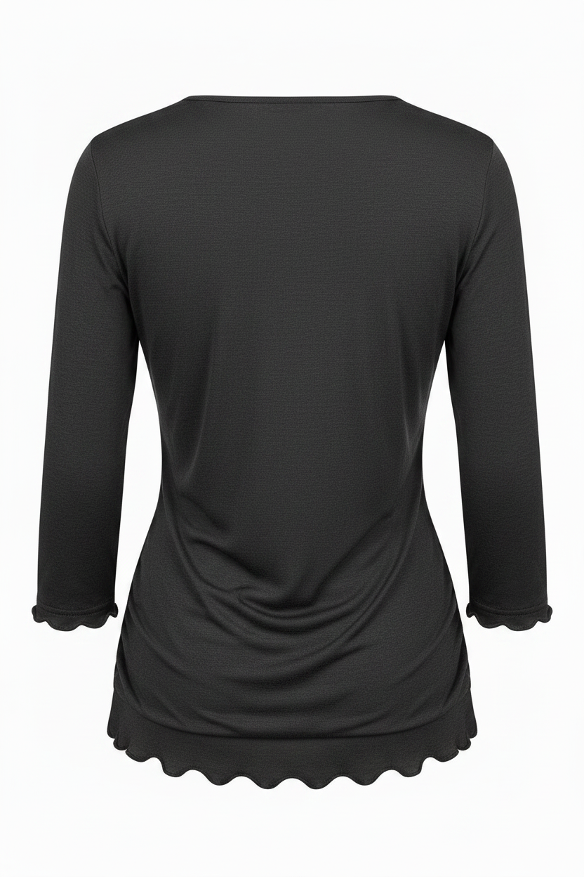 3/4 Sleeve Pleated Knit Blouse