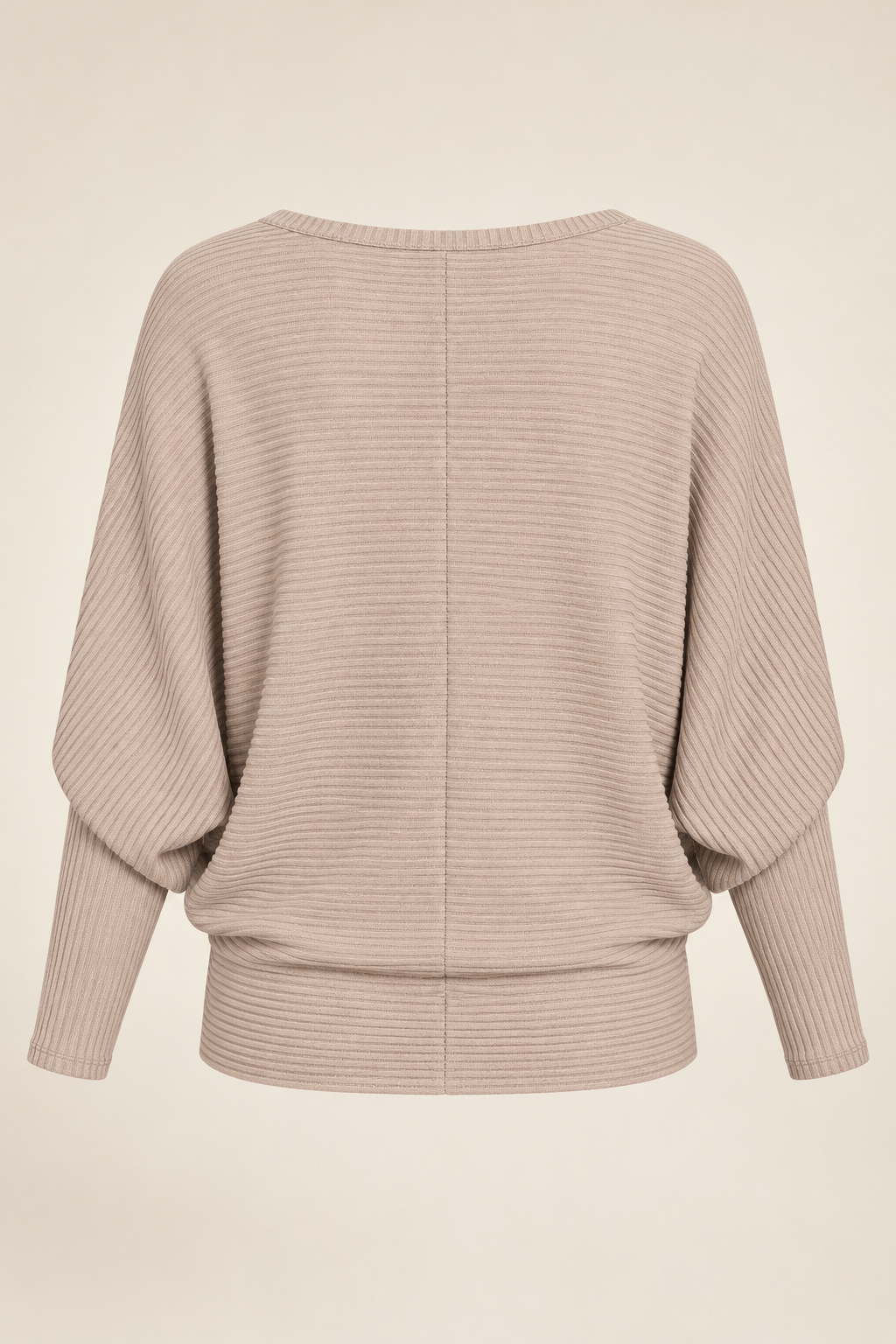 Zenana HW-2177D4 Ash Mocha ribbed batwing sweater — back ghost mannequin view
