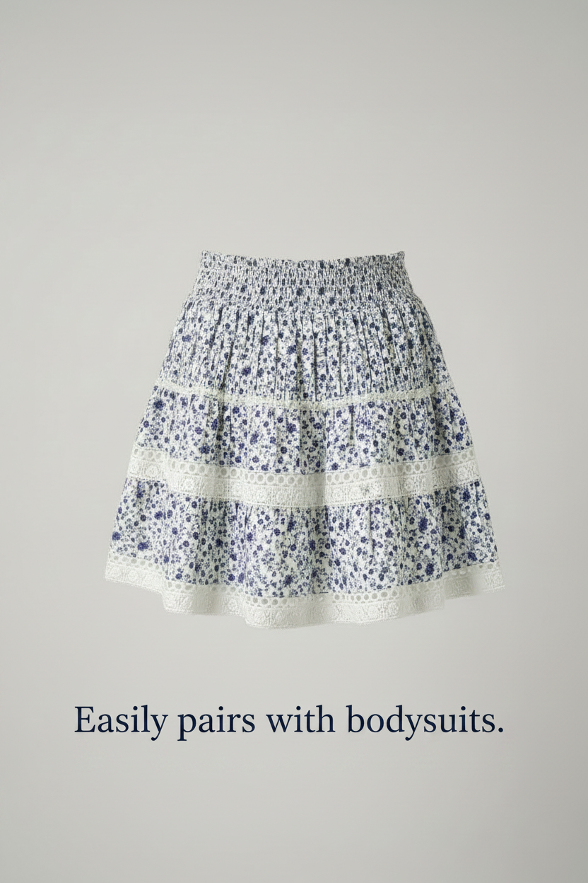 Floral & Lace Mini Skirt