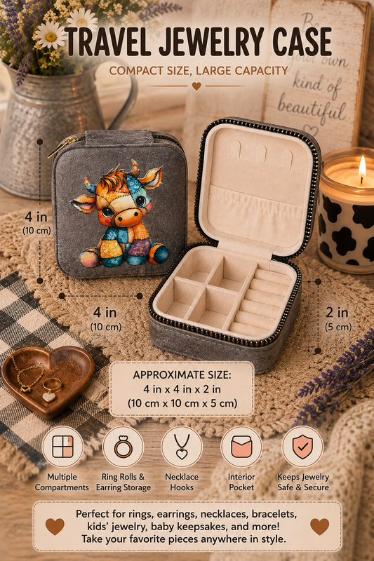 Highland Cow Travel Jewelry Case