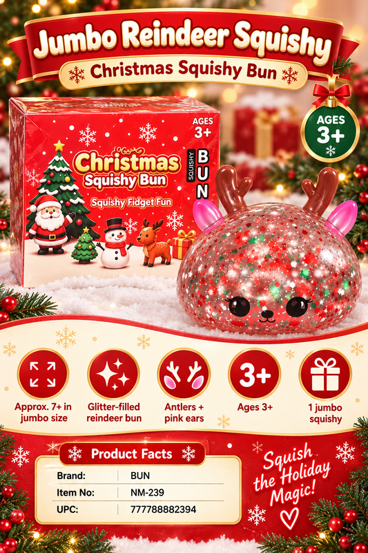 BUN Christmas Squishy Bun jumbo reindeer squishy product details