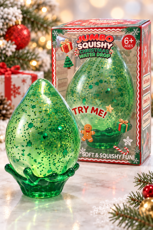 Green Christmas Water Drop squishy with stand and original retail box
