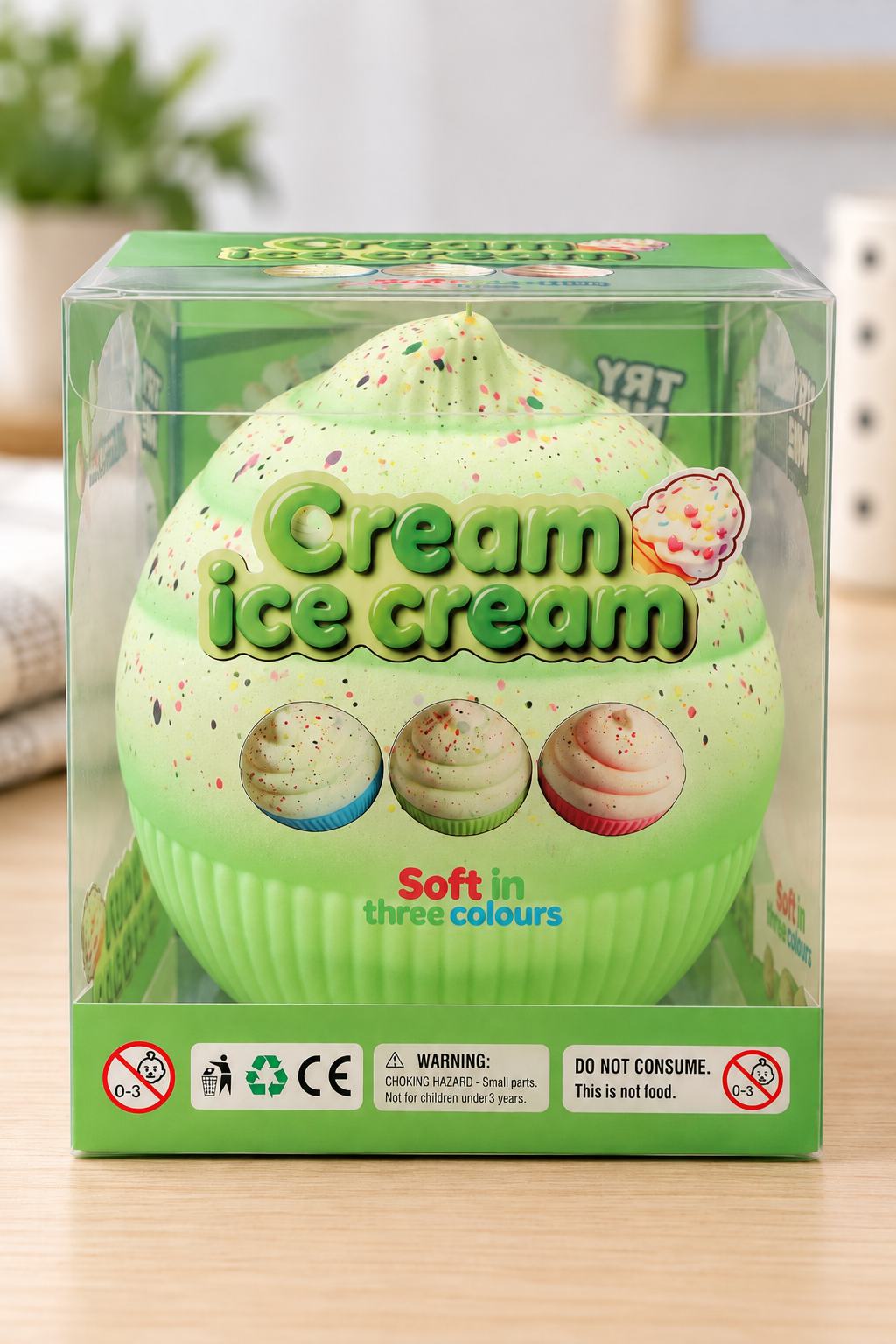 Green Cream Ice Cream squishy in original retail packaging
