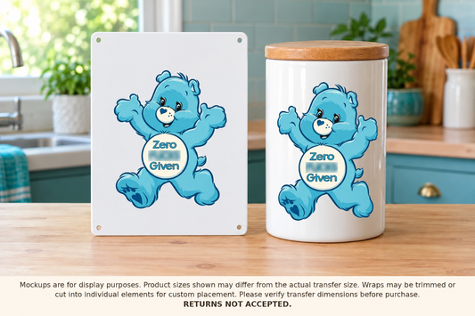 Zero Fucks Given — Blue Bear UV DTF Transfer - Image 3