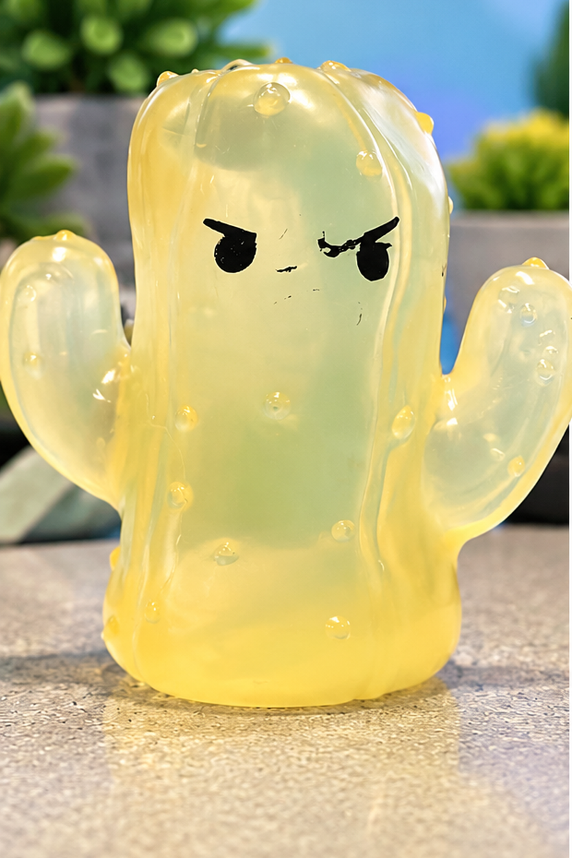 Light yellow cream translucent Squishy Cactus sensory toy