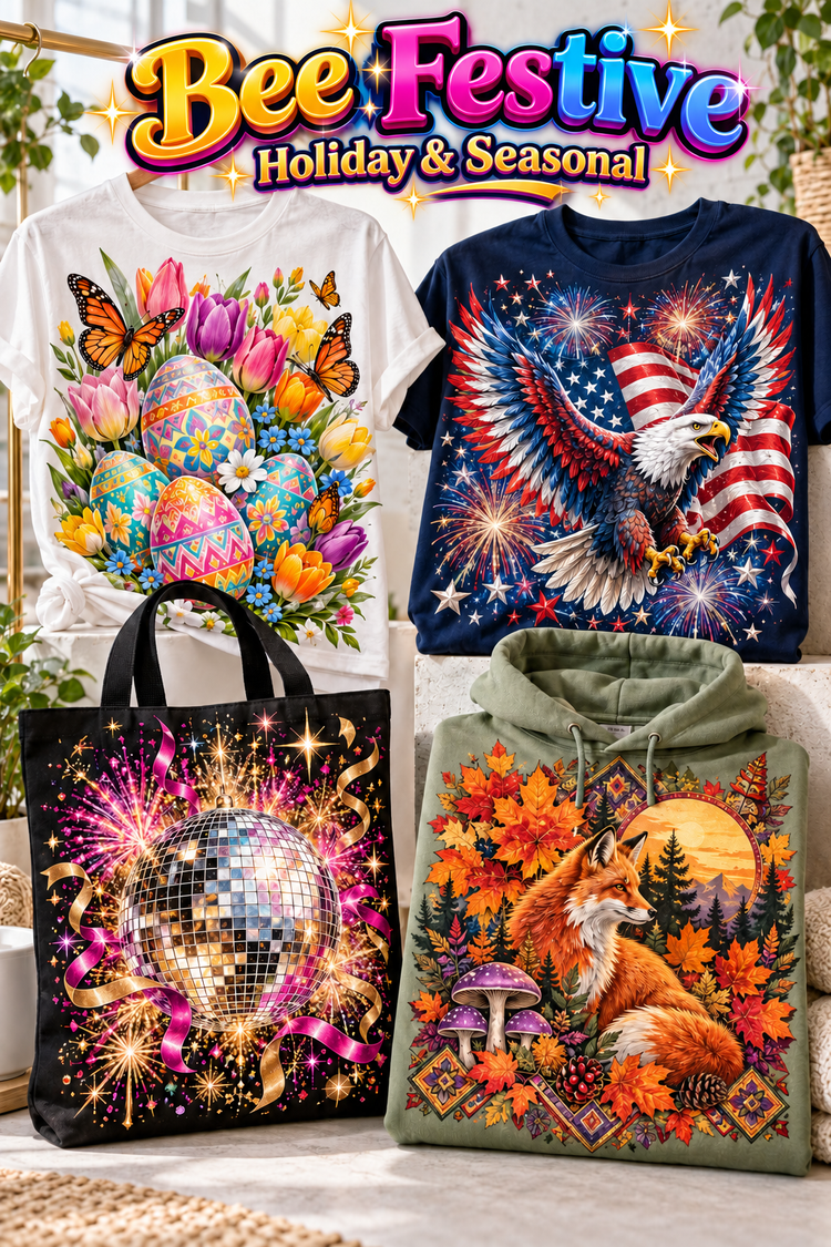 Bee Festive | Holiday & Seasonal apparel transfer category cover