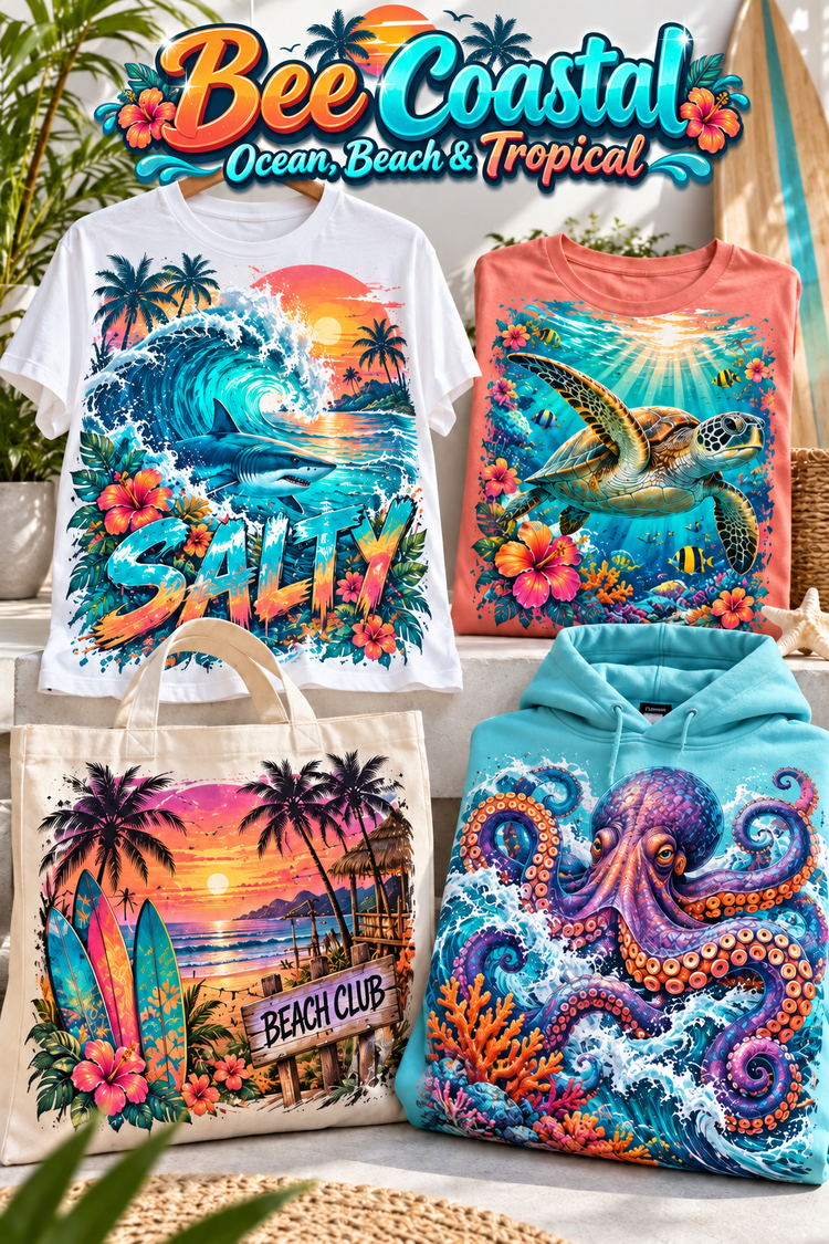 Bee Coastal | Ocean, Beach & Tropical apparel transfer category cover