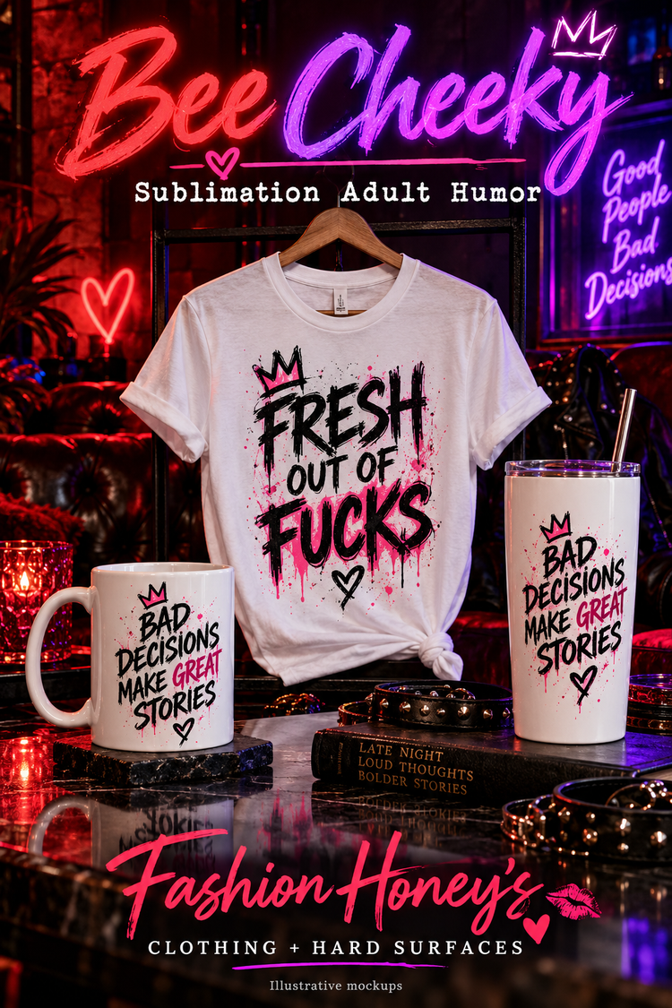 Bee Cheeky | Sublimation Adult Humor bold clothing and hard-surface sublimation mockups