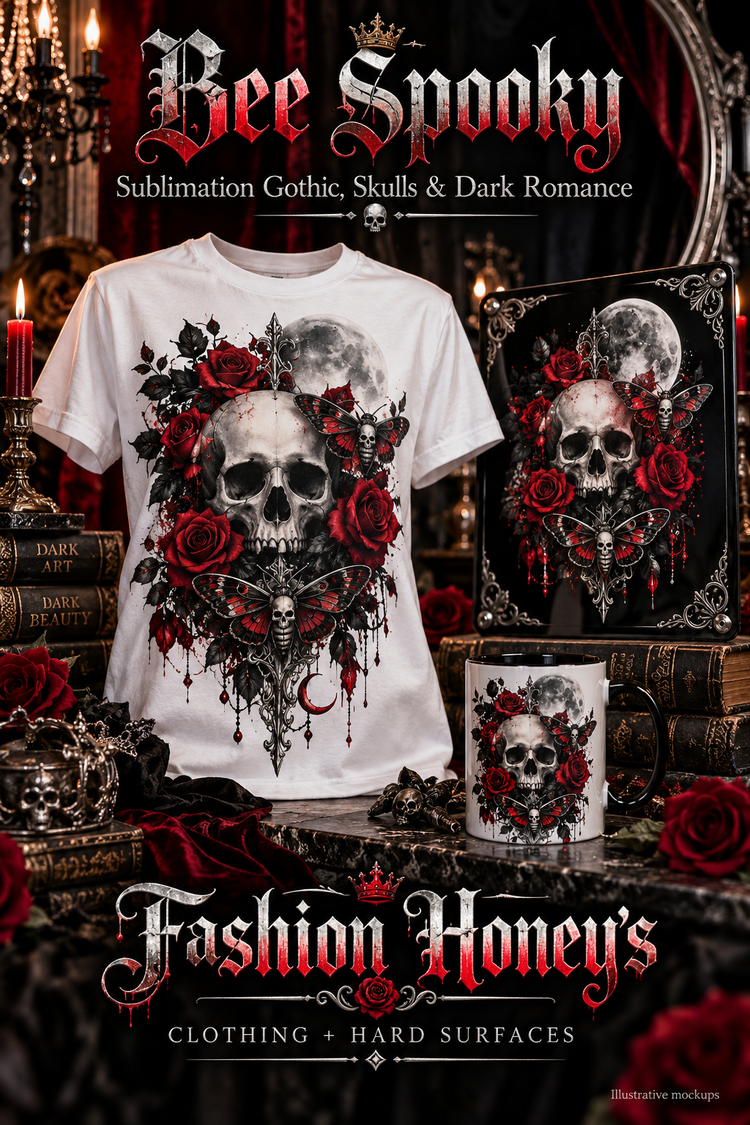Bee Spooky | Sublimation Gothic, Skulls & Dark Romance bold clothing and hard-surface sublimation mockups