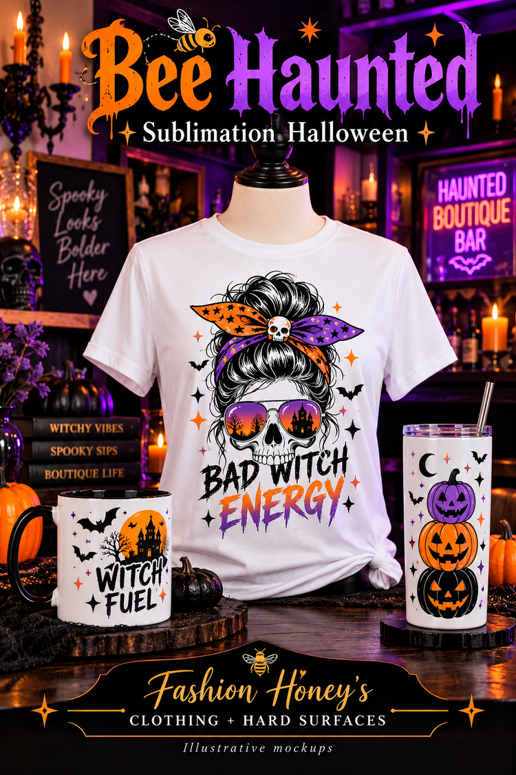 Bee Haunted | Sublimation Halloween clothing and hard-surface illustrative sublimation mockups