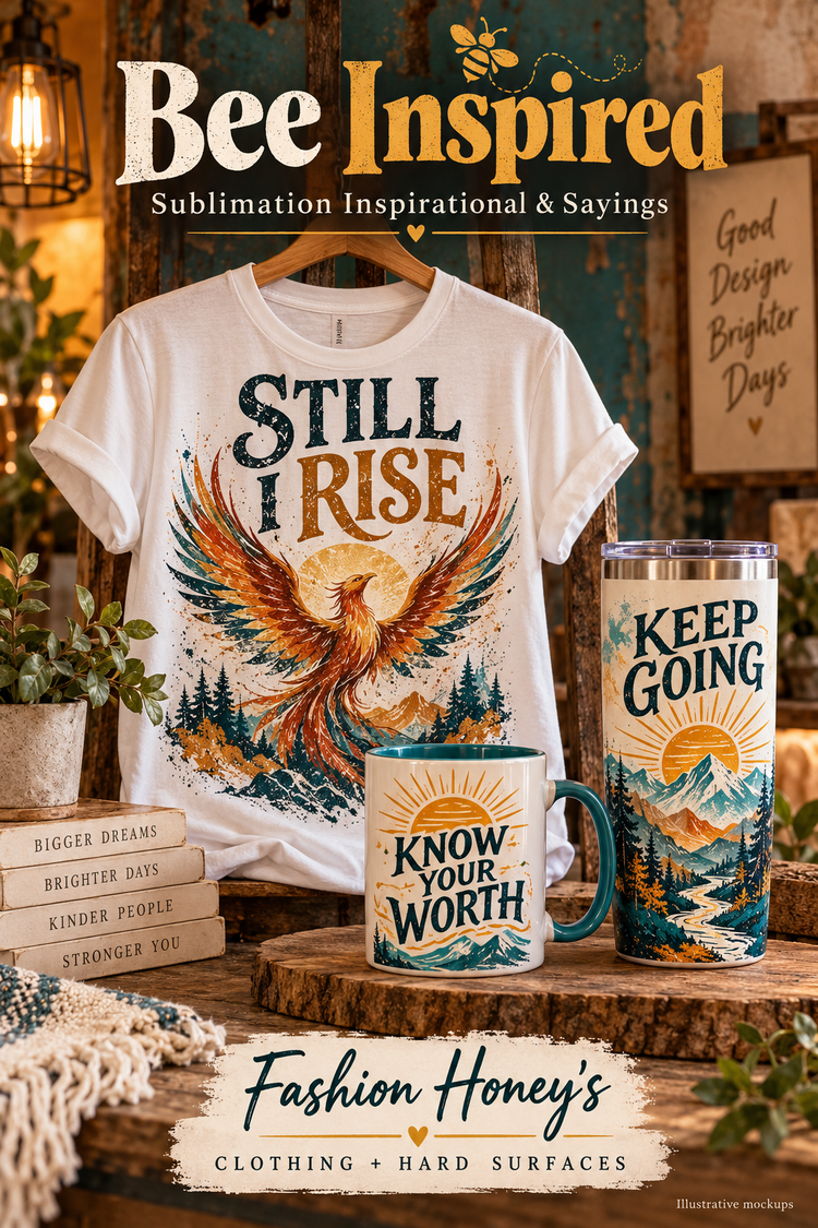 Bee Inspired | Sublimation Inspirational & Sayings clothing and hard-surface illustrative sublimation mockups