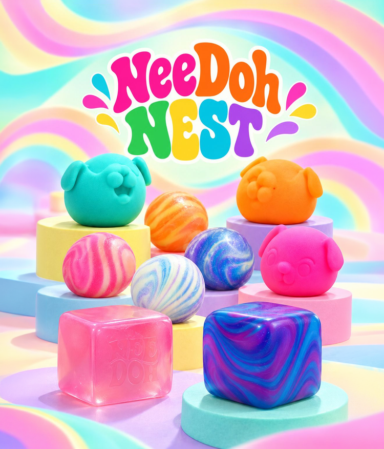 needoh squishies collection artwork with matching expanded background