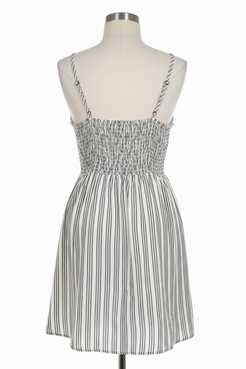 Blue Striped Smocked Summer Dress