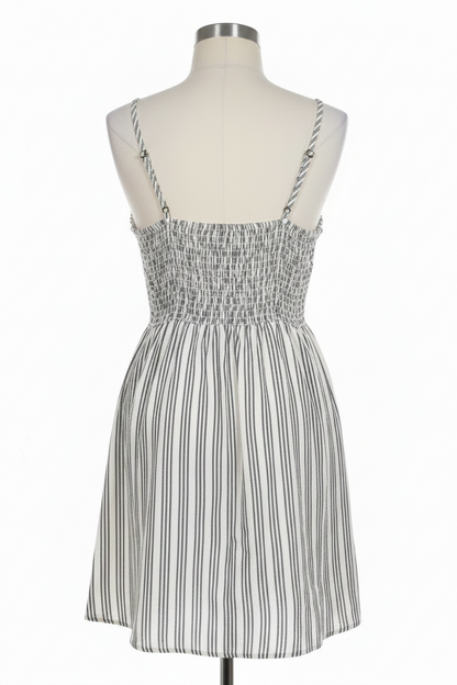 Blue Striped Smocked Summer Dress