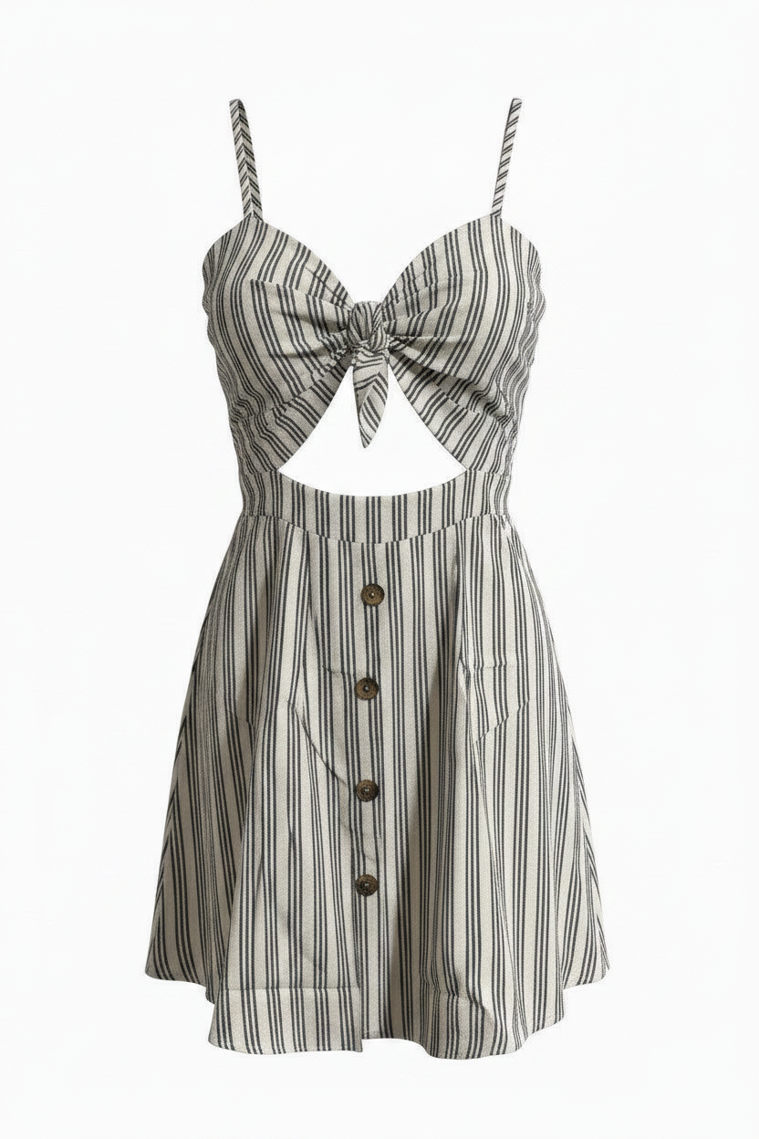 Blue Striped Smocked Summer Dress