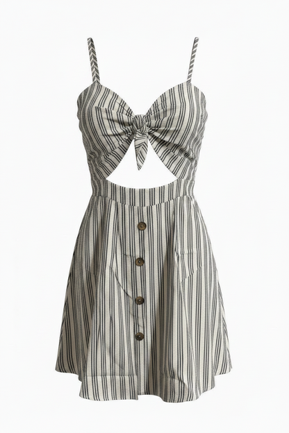 Blue Striped Smocked Summer Dress