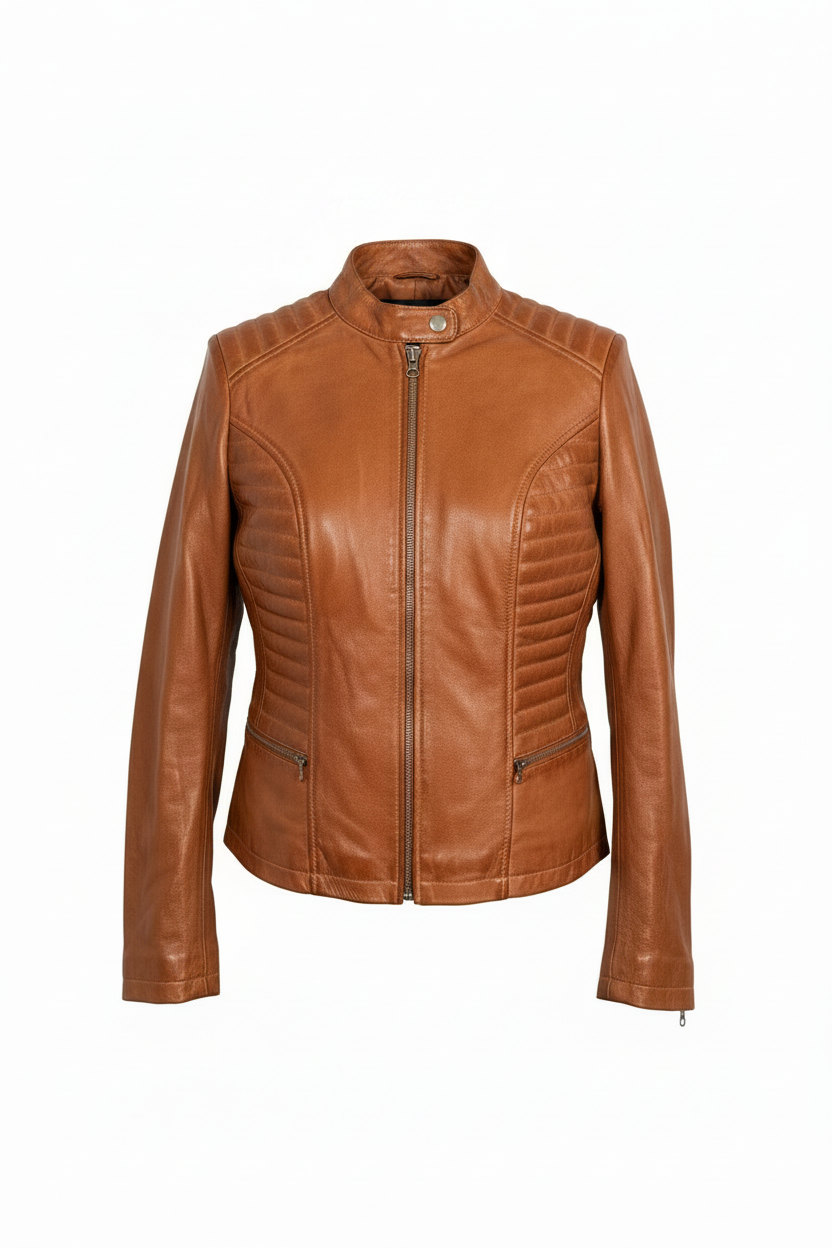 Genuine Leather Biker-Style Jacket