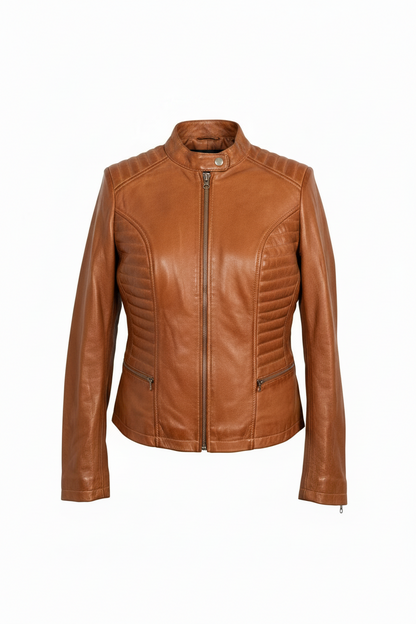 Genuine Leather Biker-Style Jacket