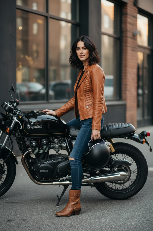 Genuine Leather Biker-Style Jacket