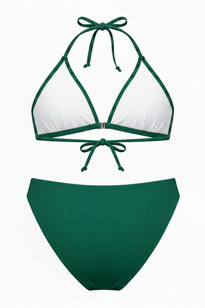 Green Halter Tie 2-Piece Swimsuit Set