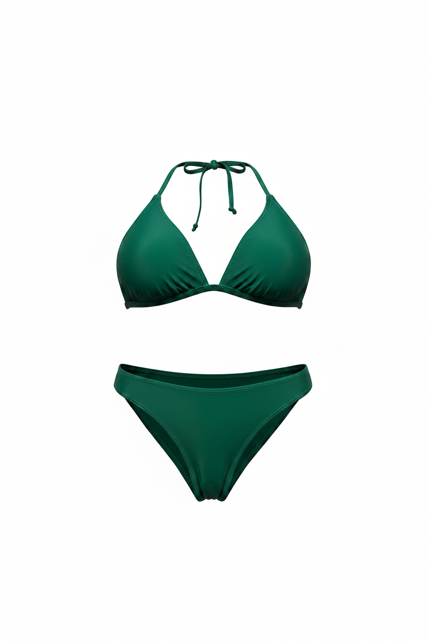 Green Halter Tie 2-Piece Swimsuit Set