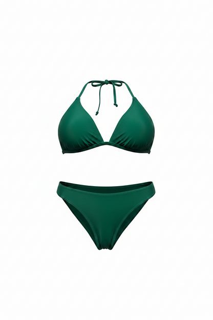 Green Halter Tie 2-Piece Swimsuit Set