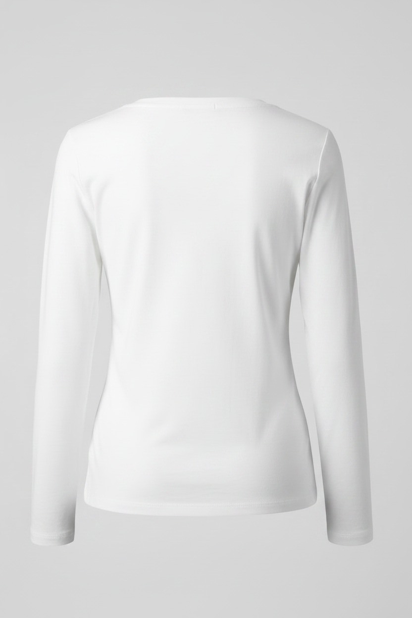 Solid Knit V-Neck Long Sleeve Top