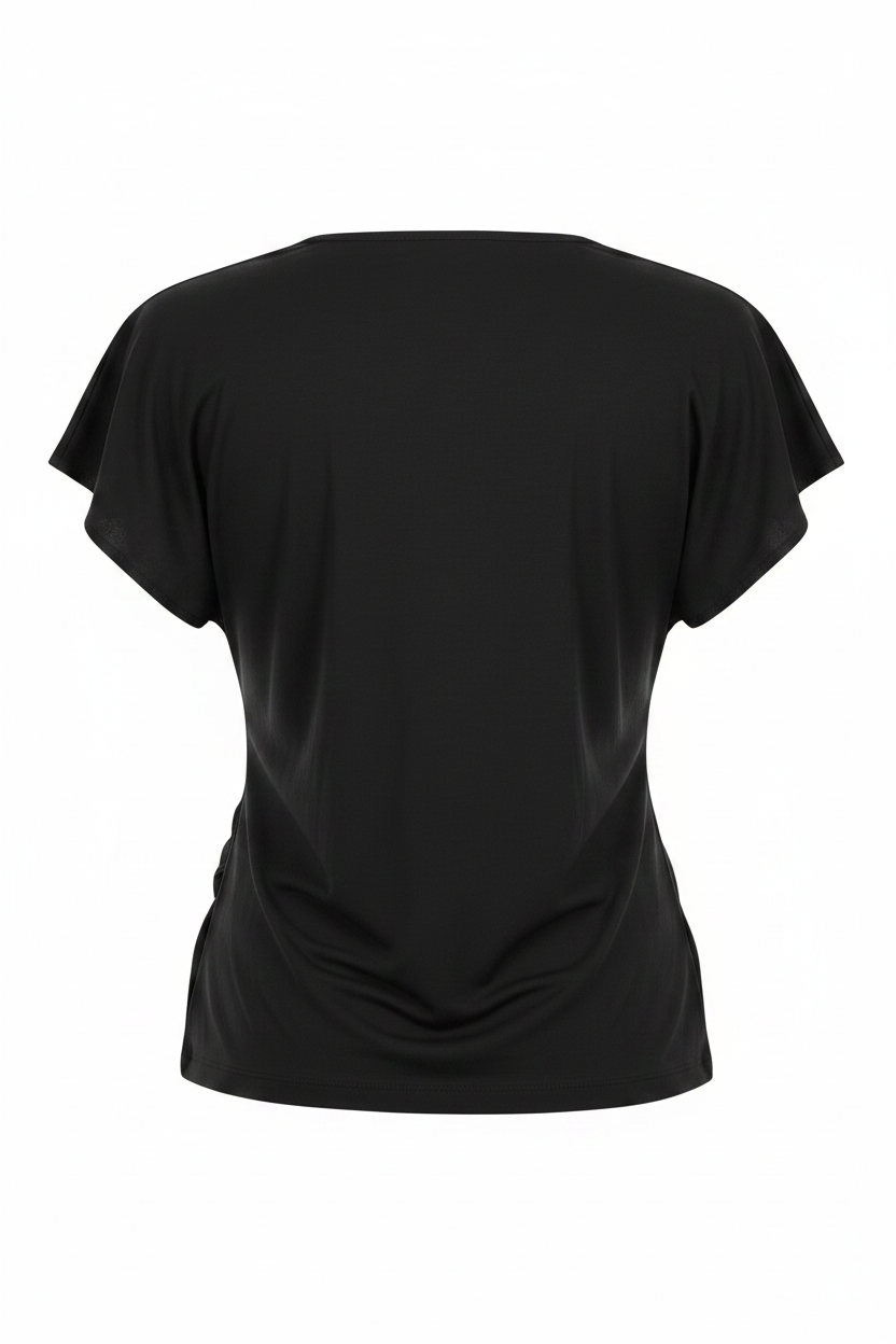 V-Neck Cap Sleeve Draped Top