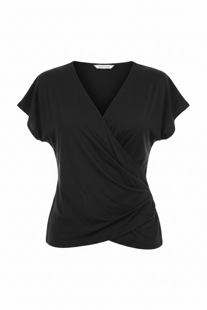 V-Neck Cap Sleeve Draped Top