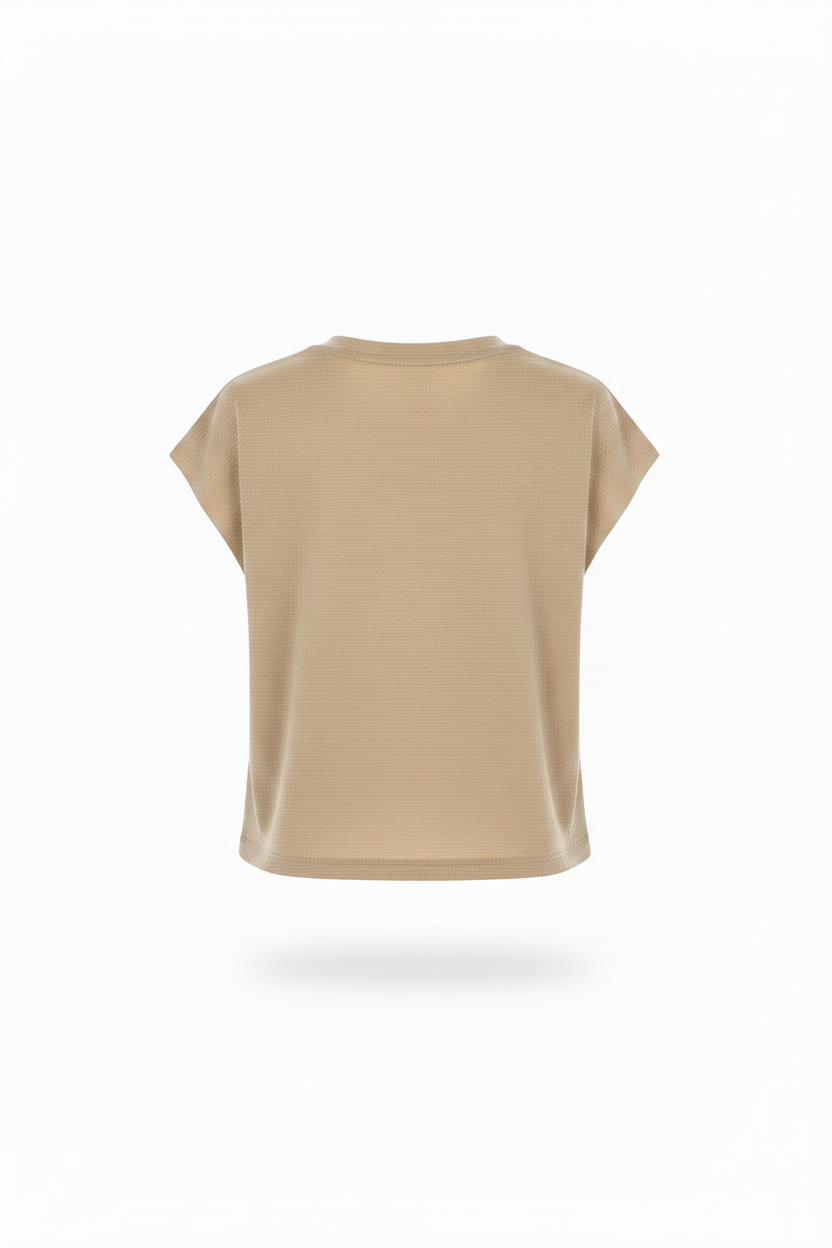 Sheer-Like Knit Crew Neck Top