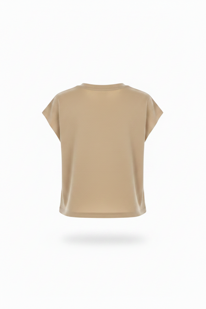 Sheer-Like Knit Crew Neck Top
