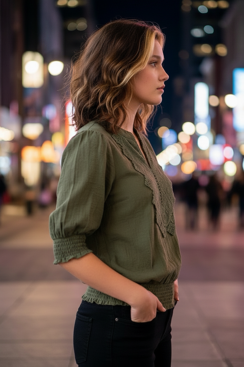 Cotton Crochet Embellished Blouse