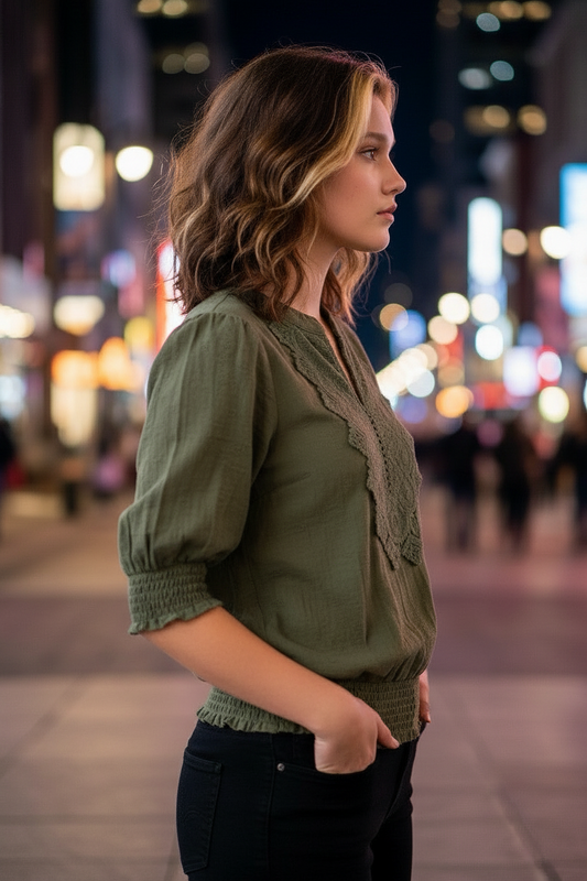 Cotton Crochet Embellished Blouse