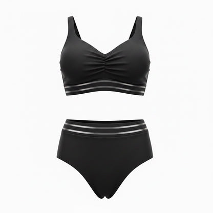 CUPSHE Women's Two-Piece Bikini - Black With Sheer Trim - Size LARGE - NWT - Image 5