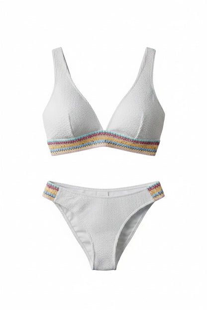 CUPSHE - White & Colorful Trim W/ Sequence - Size L - Bikini Set - Image 5