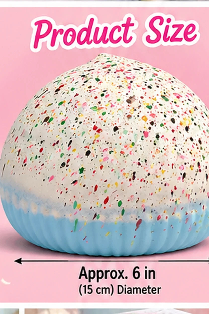 Jumbo Cream Ice Cream Squishy – 6-Inch Toy – Pink, Blue & Green