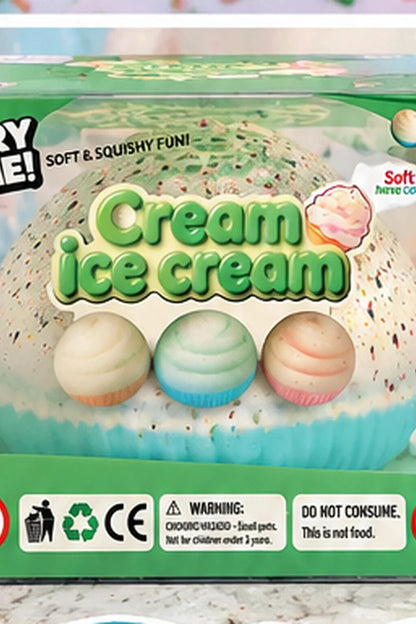 Jumbo Cream Ice Cream Squishy – 6-Inch Toy – Pink, Blue & Green