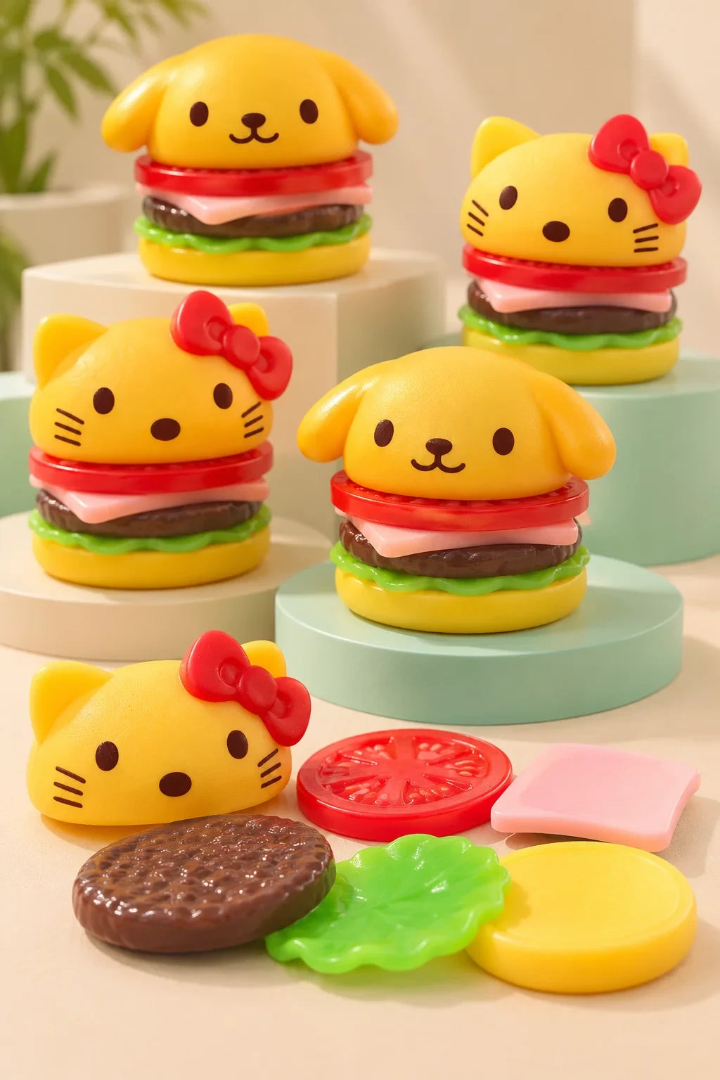 Taba Hamburger Squishy – 6-Layer Puppy & Kitten Toys