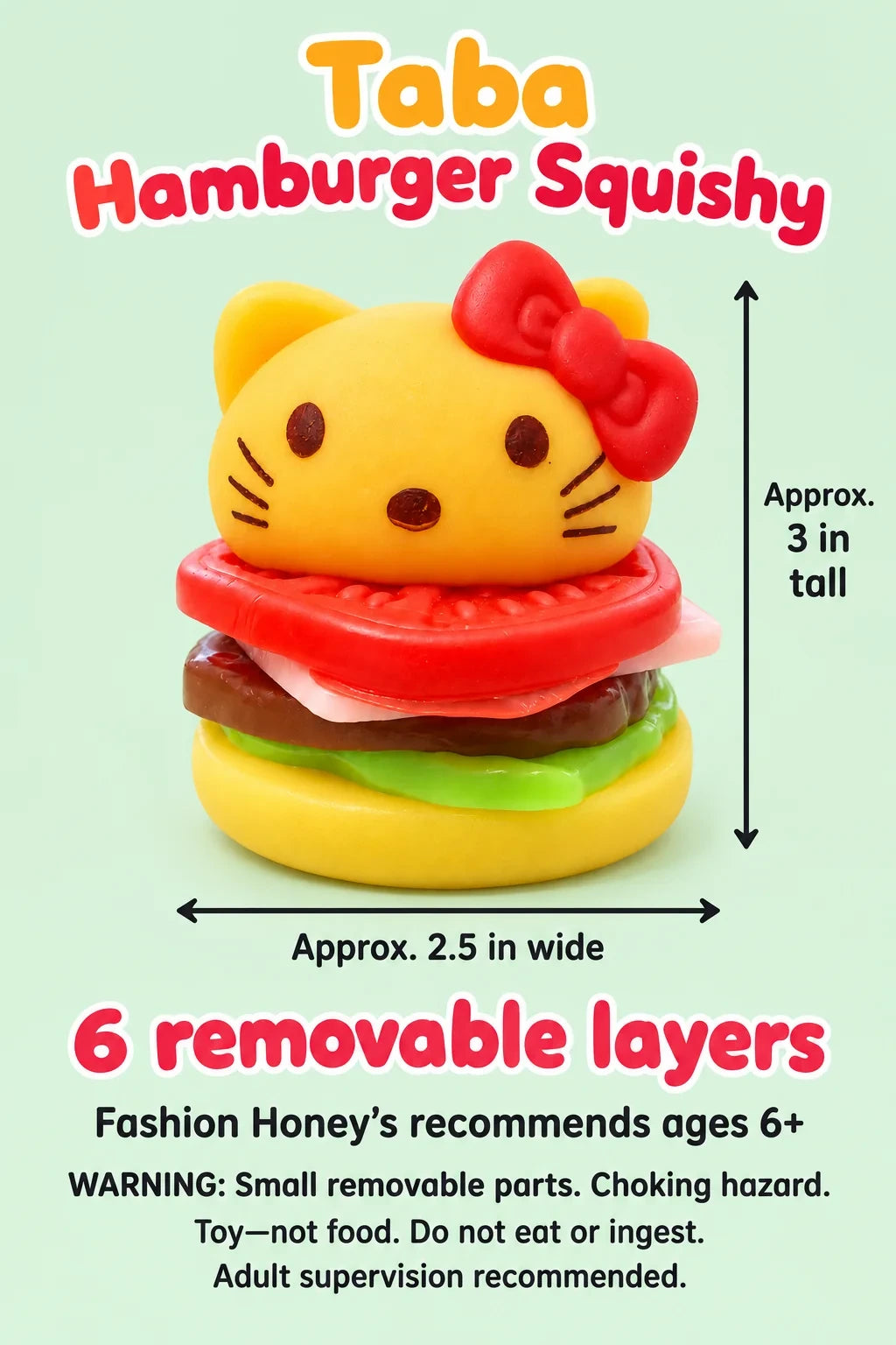 Taba Hamburger Squishy – 6-Layer Puppy & Kitten Toys