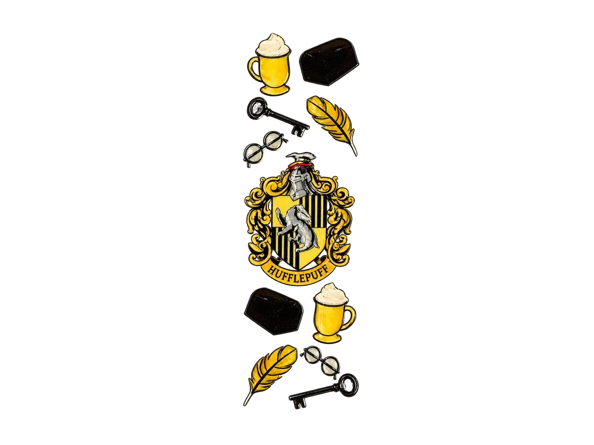 Hufflepuff crest and yellow wizarding icons UV DTF individual transfer, complete design