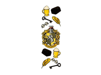 Hufflepuff crest and yellow wizarding icons UV DTF individual transfer, complete design