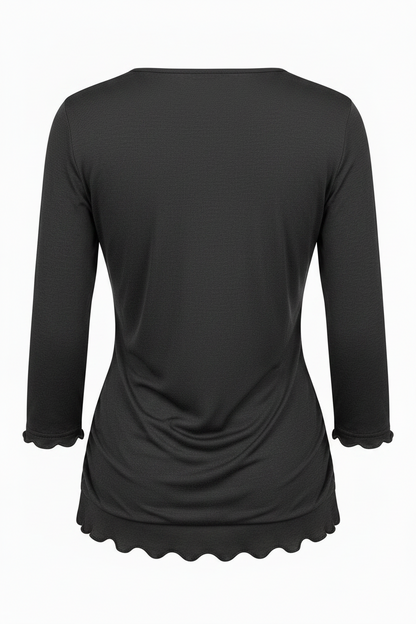 3/4 Sleeve Pleated Knit Blouse