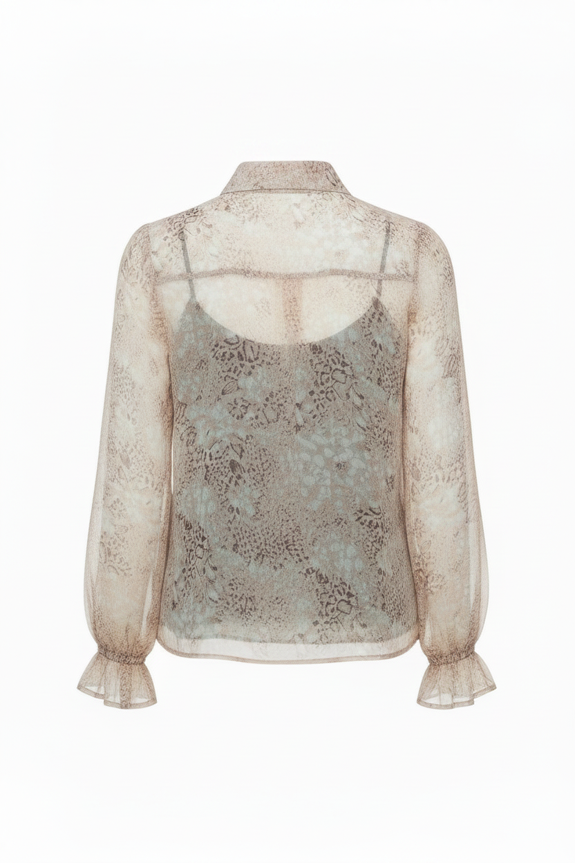 Sheer Luxury Tie-Neck Blouse