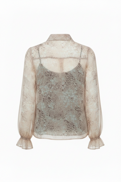 Sheer Luxury Tie-Neck Blouse