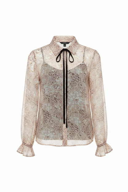 Sheer Luxury Tie-Neck Blouse