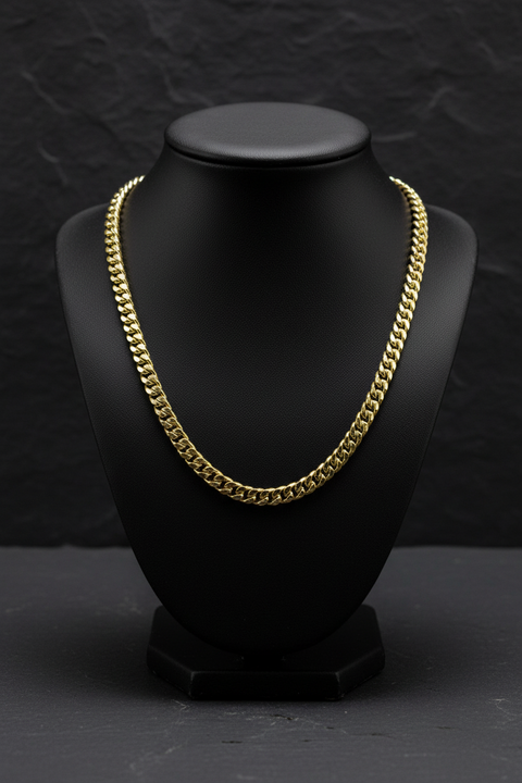 24-Inch Cuban Link Chain – 8mm Stainless Steel, 14K Gold Plated
