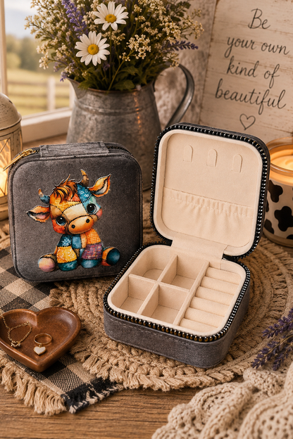 Highland Cow Travel Jewelry Case