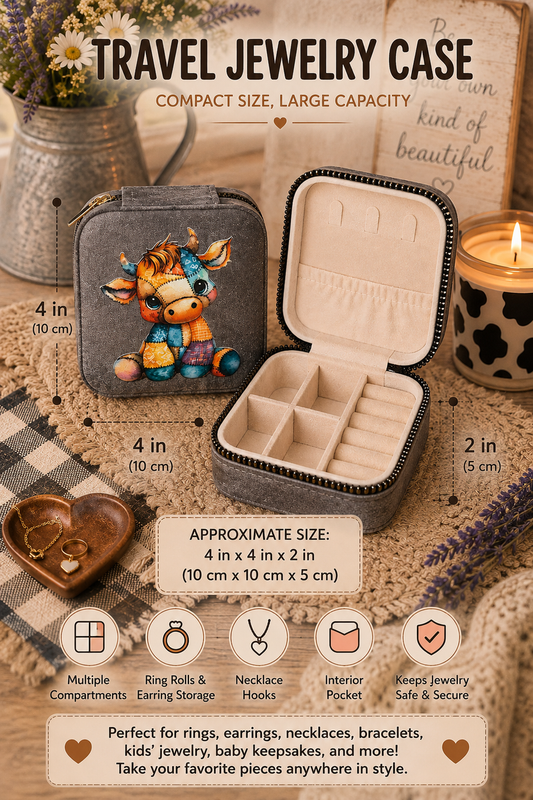 Highland Cow Travel Jewelry Case
